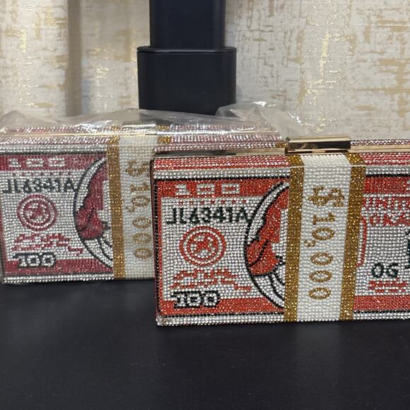 4 Unbranded Women's Bling Dollar Money clutch Purse Handbag Wallet EveningParty - Picture 7 of 7